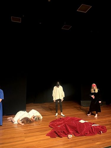 Nanny, Nurse, Jason, and Medea:  Sophie Boyle, Hannah Coe, Anise Maclean, and Zara Radel