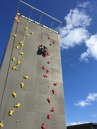 The Olympic standard outdoor climbing wall which was part of the seniors competition