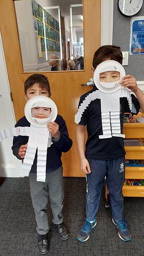 Sammy and Hugh sharing their astronaut