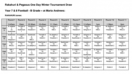 Winter Tournament Draw 2017