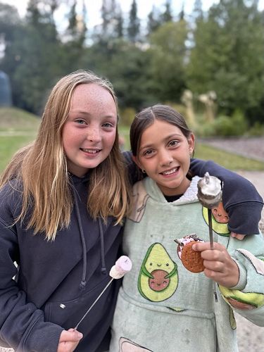 Frankie and Marley enjoying the marshmallow toasting evening!