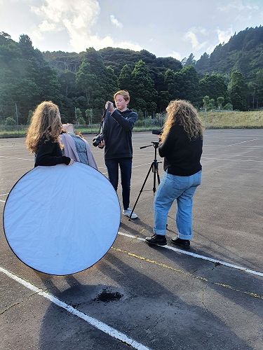 Media Studies students learning to use equipment