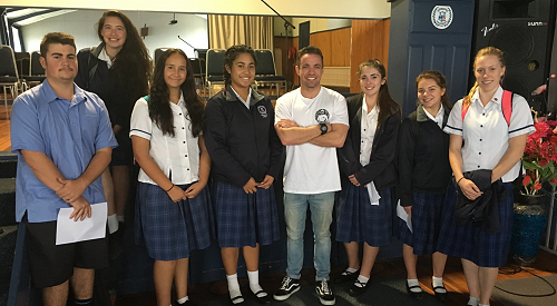 















Above: Year 12 students Callum Thwaites, Natalie MacDonald, Eva Taylor-Reid, Hinewai Kunaiti, Tayla Jerard, Chelsea Parlato and Sam Hansen with Jonny at the end of the Year 12 presentation.

 






