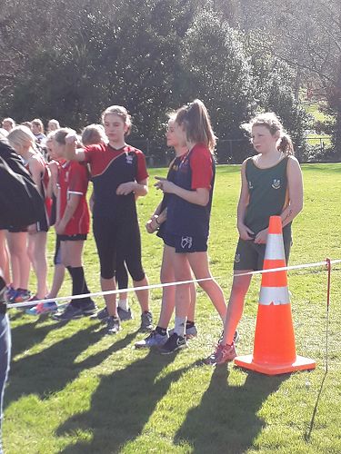 Lilly Kemp lines up at the start line, Otago Primary Cross Country.