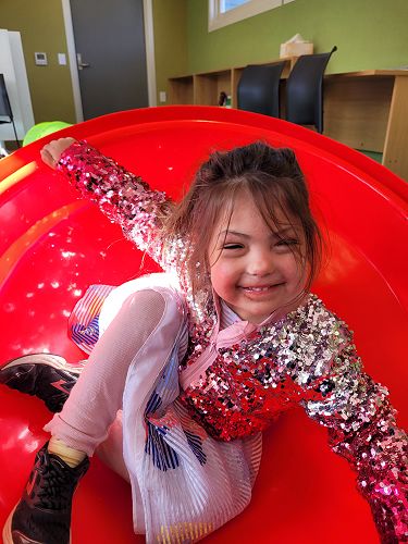 Sadie Houston practices her balancing skills at Dunedin Playgroup
