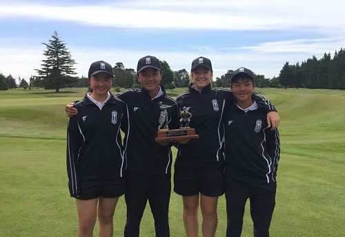 The winning Canterbury Secondary Schools' Mixed A Golf Team