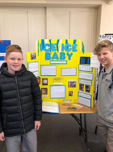 Cody Labes and Joseph Combe with their energy research work