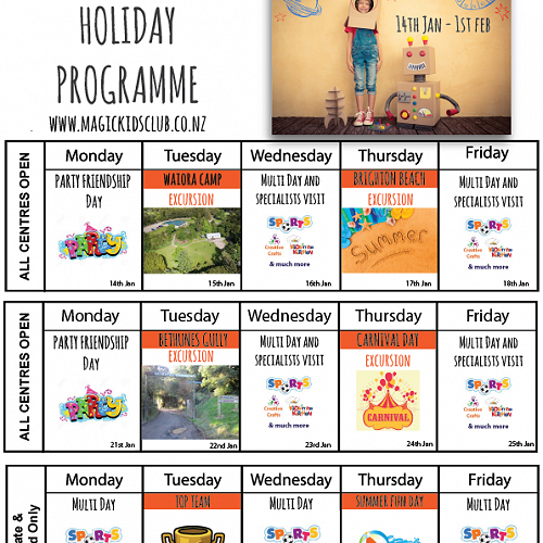 2019 Holiday Programme