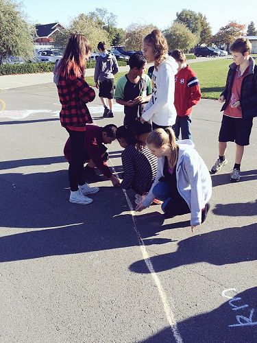 Students add to our coin trail from NZ to Vanuatu.