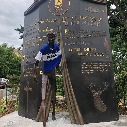 Paul Dibble sculpture with Clark House shirt