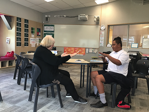 Aliziah teaching Corrine NZSL