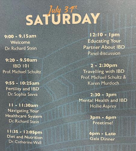 Speaker line up for Saturday.