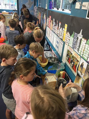 We made 289 stuffing balls! YUM!