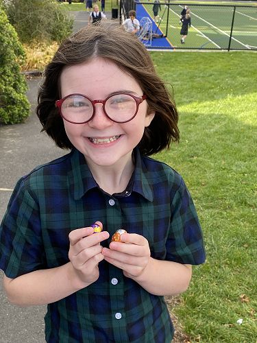 Claudia so excited with her eggs