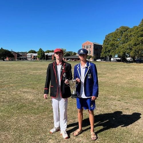 Silverware: Connor Stewart, left, with the St Pats Town Captain earlier this year.