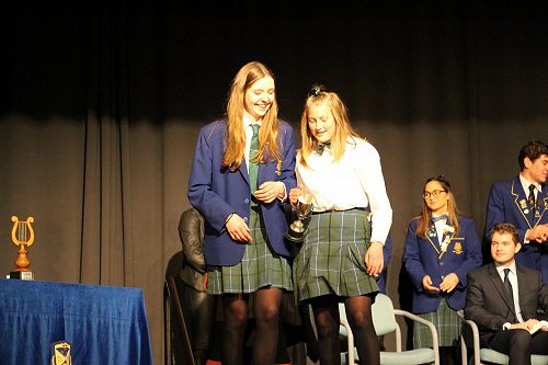 Grey House Captains, Jasmine Baxter and Jade Sandford with the Student's Cup