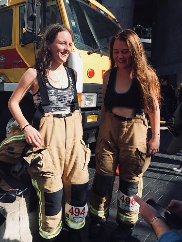 Zoey at the bottom of the Sky Tower