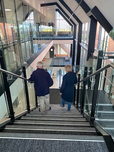 Heading down to former hall site