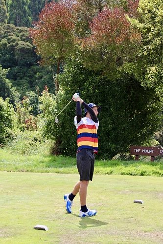 Golf captain Callum White teeing off during the golf interschool against St Andrews College.