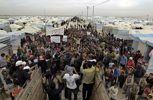 Refugees in Lebanon in "tent city"