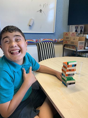 Nemiya has worked hard to create his Jenga set using problem-solving, mathematics and art.
