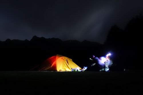 The campsite at night