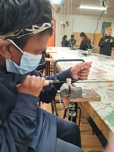 Nash has been attending Trades and has learnt bone carving, sculpting and metalwork.