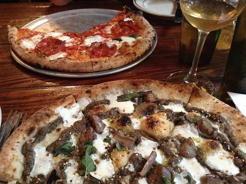 Wood-fired oven pizzas at Roberta's, Bushwick