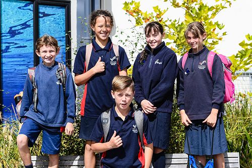 Magnus, Jonah, Cooper, Katie and Claudia representing Wairakei School at the North West Zone Swimming Sports.