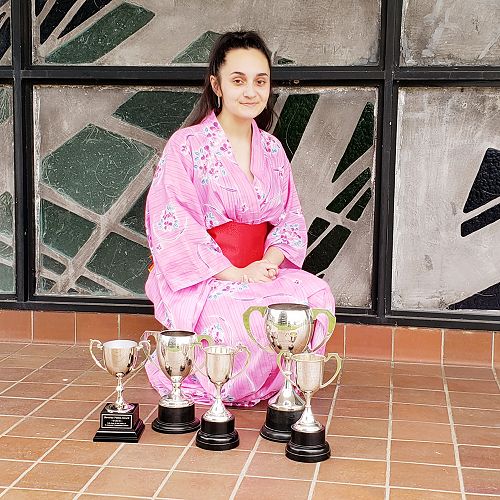 Venessa pictured with her trophies