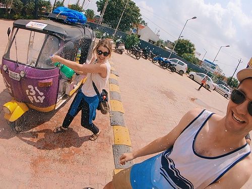 Emily and Sean celebrating reaching their fundraising goal.