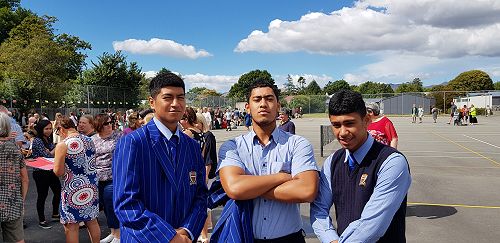 Leo, Laverton and Letone - being cool at Avonside Girls - we set the fire alarms off - too hot!