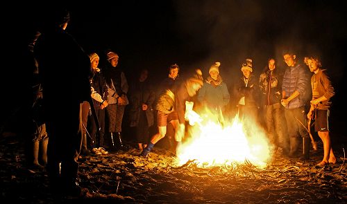 Night time bonfire