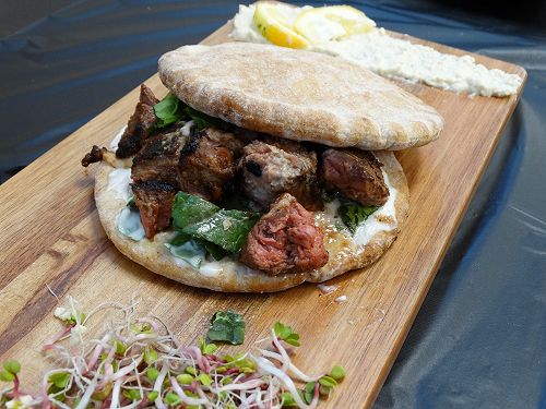 Gyros with home made mint yoghurt sauce