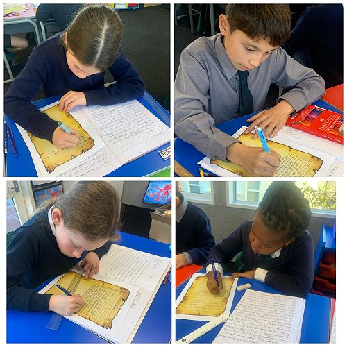 Abrielle, Hugh, Méabh and Alicia write letters and diary entries from the perspective of Chinese miners