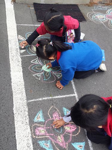 Diwali Chalk Drawings - ELL Class T4 2018