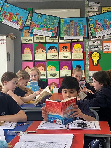 Year 6 children read the assigned chapters prior to meetings