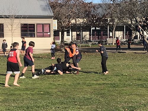 It took a few to tackle Matua Simon.