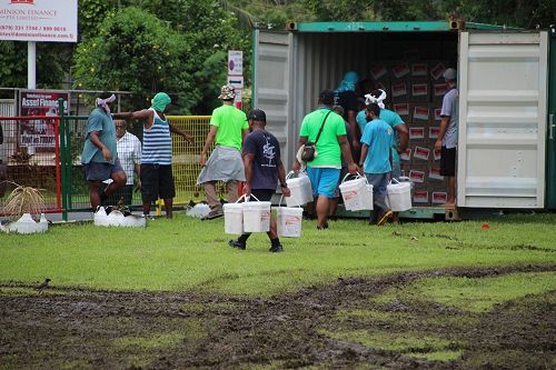 Non perishable food items being loaded in Suva prior to shipping to Tonga
