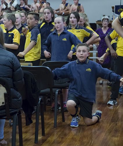 Connor with Room 15 leading the school haka