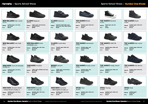 Hannahs and Number One Shoes Back to School catalogue