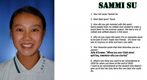 SAMMI SU: Karekare Sports Captain