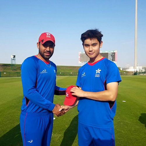 Cameron McAuslan receiving his cap. 