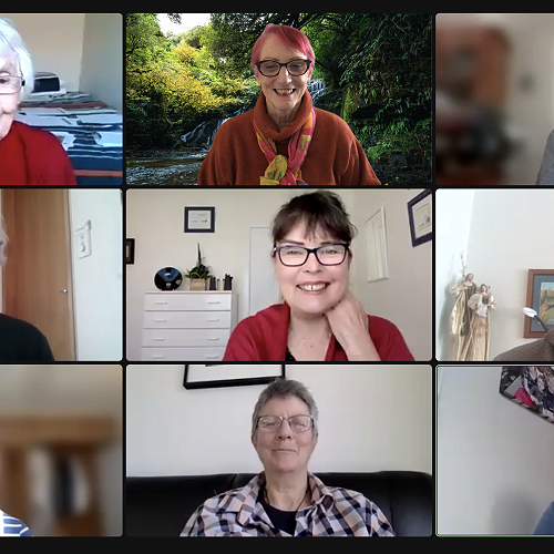 Directors: L-R, T-B: Judith McGinley OP (co-chair) Ann Gilroy RSJ (editor), Philip Casey; Rita Cahill RSJ, Louise Shanly (co-chair) Neil Darragh, Shane Gallagher, Cathy Harrison, Agnes Hermans (secretary).