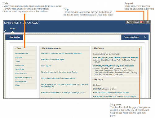 Blackboard home page
