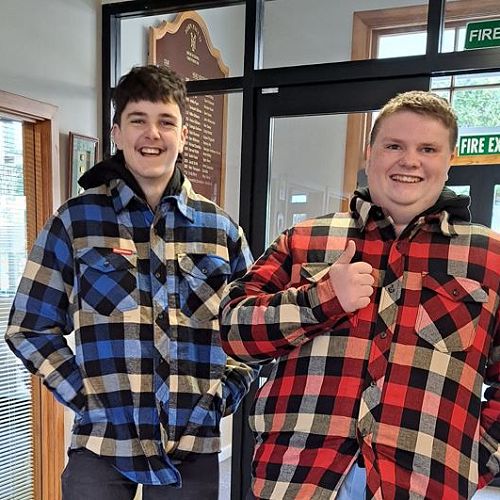 Levi Calder and Cole Butters looking pretty sharp in their new Gateway work gear.