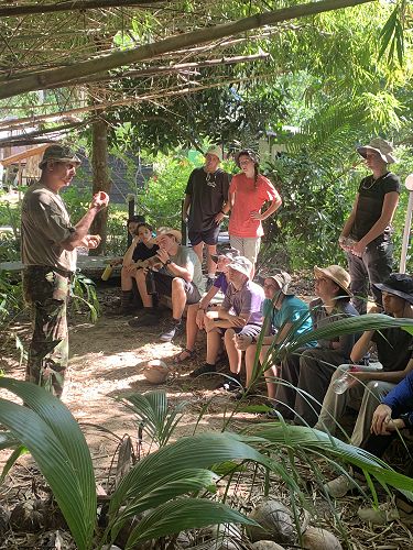 Howard gives one of many of his educational talks at his long-house lodge