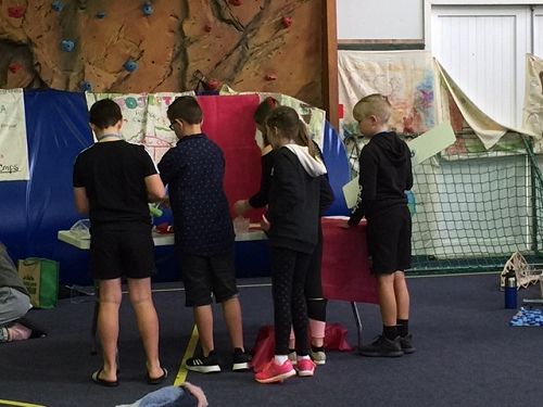 Setting up the display at the start of our competition.