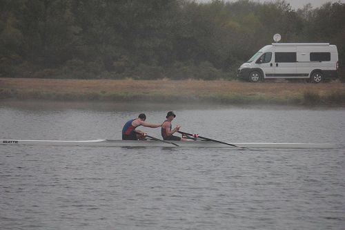 GOLD to Lachlan Sydney and Logan Anderson in the under 17 Double (pictured having just finished the race)