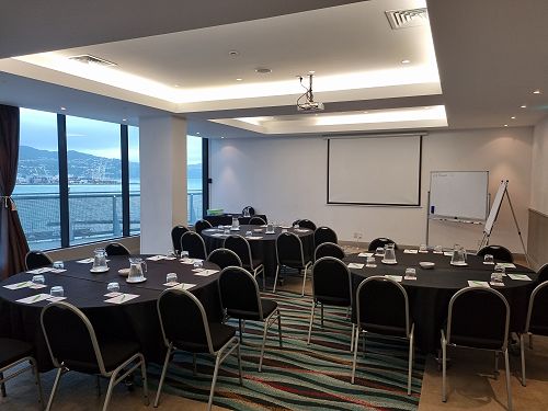 Set up ready to go at the Copthorne Oriental Bay